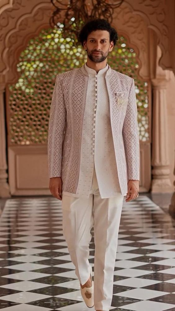 White bandhgala suit